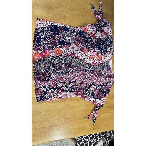 MICHAEL KORS FLORAL SPLIT SLEEVE TOP WOMENS SIZE L - Picture 1 of 11